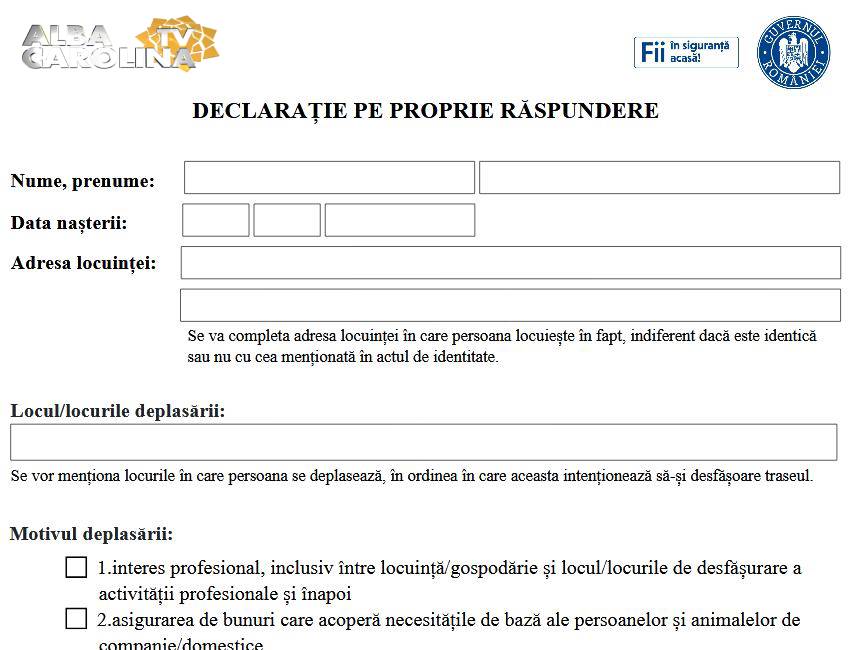 declaratie propria raspundere