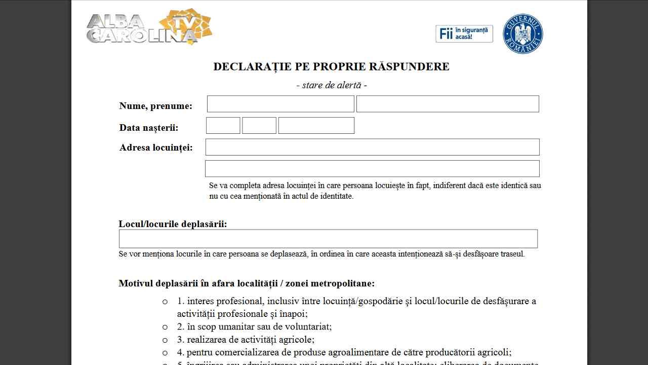 declaratie proprie raspundere