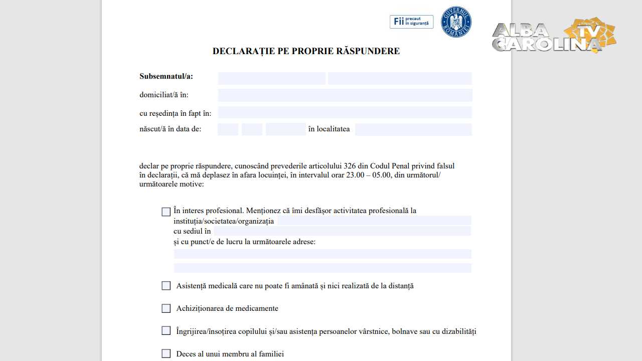 model declaratie propria raspundere