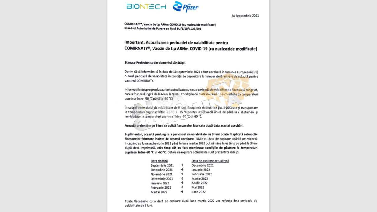 vaccin phizer expirat prelungire valabilitate romania