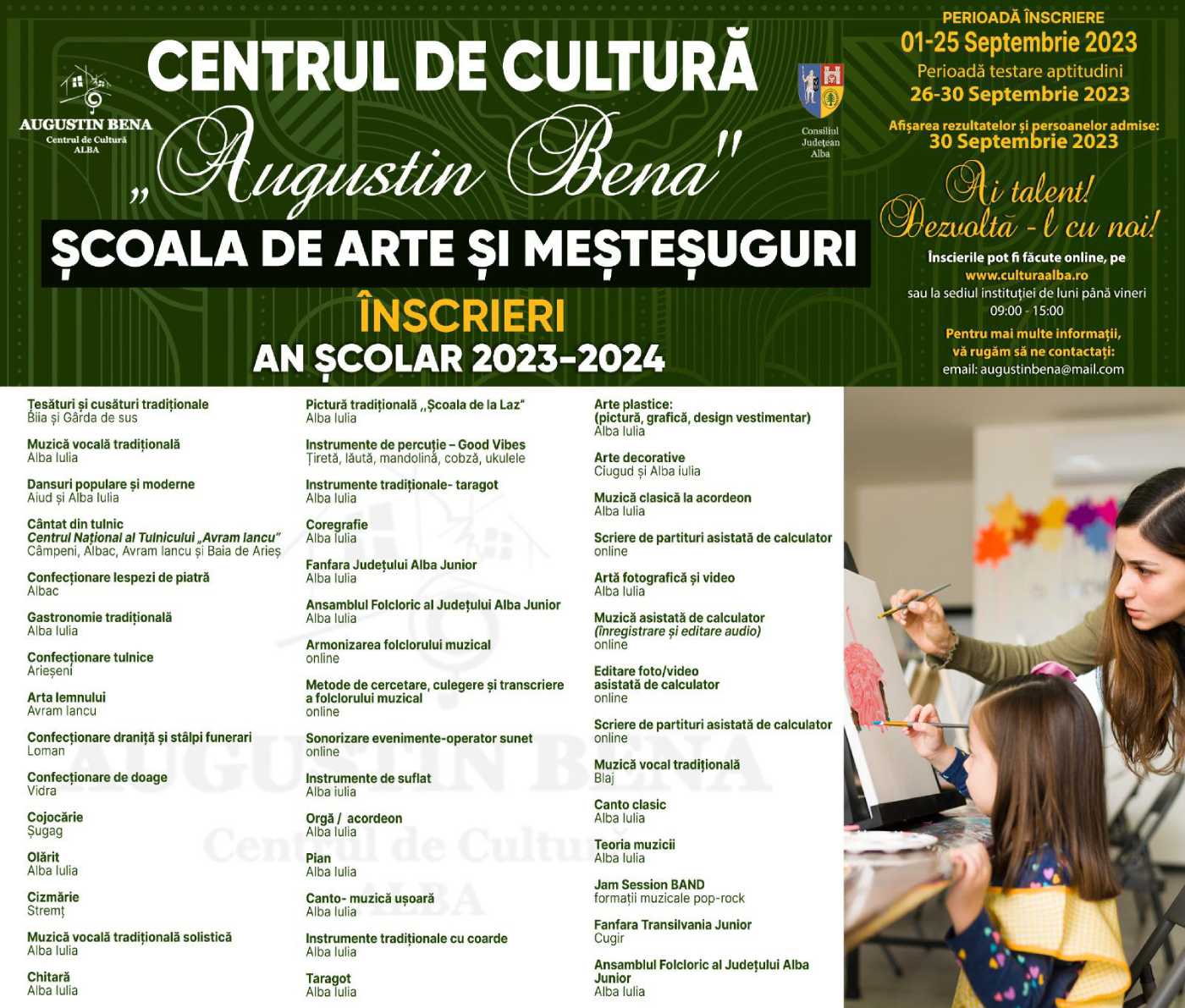 admitere scoala de arte si mestesuguri augustin bena carolinatv