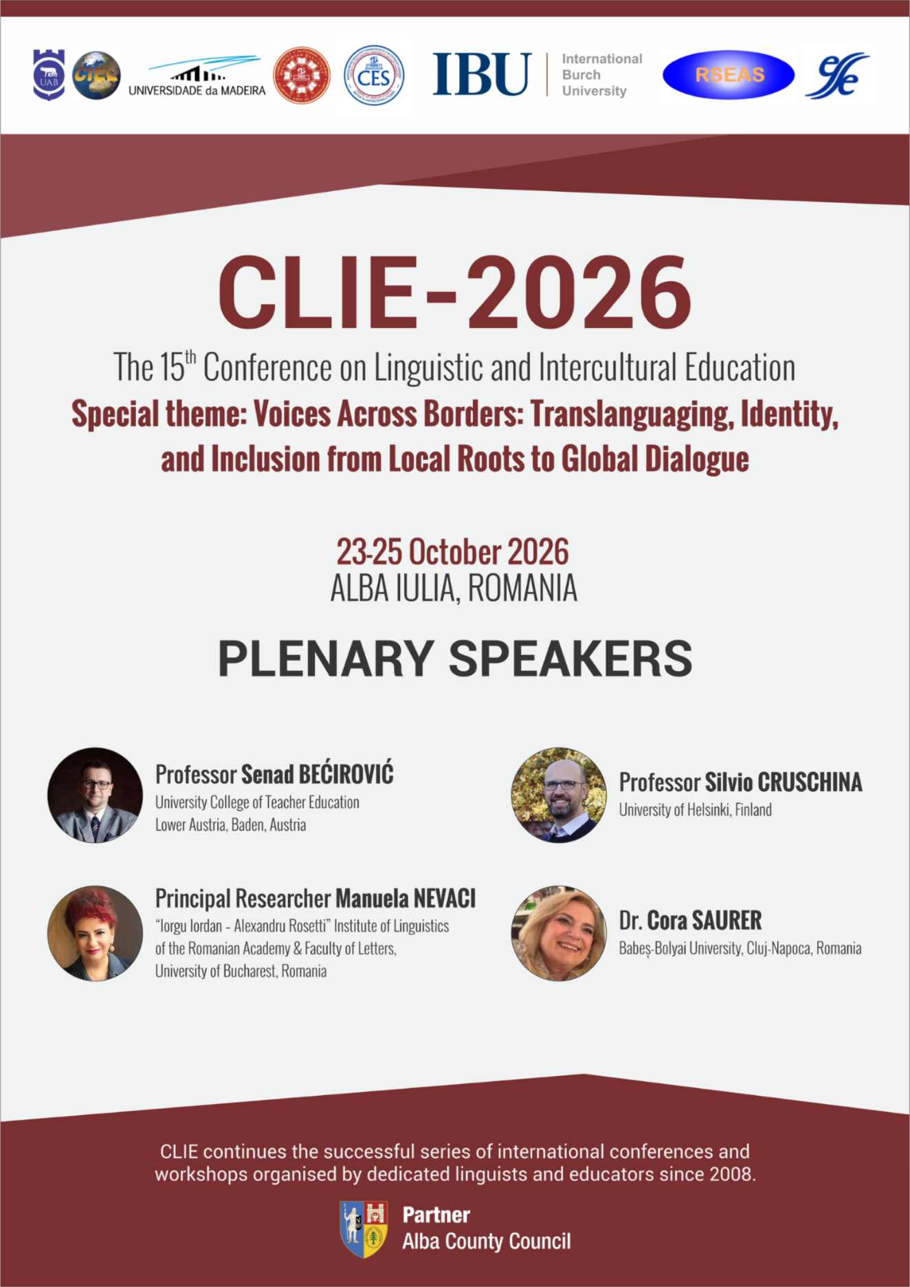 Universitatea „1 Decembrie 1918" - Alba Iulia, capitala dialogului despre limbă și identitate: 65 de cercetători din 11 țări participă la conferința internațională CLIE-2026